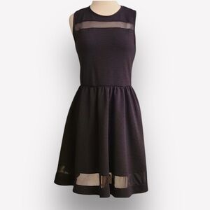 🇪🇸🥑French Atmosphere Black Mesh panels Skater Dress